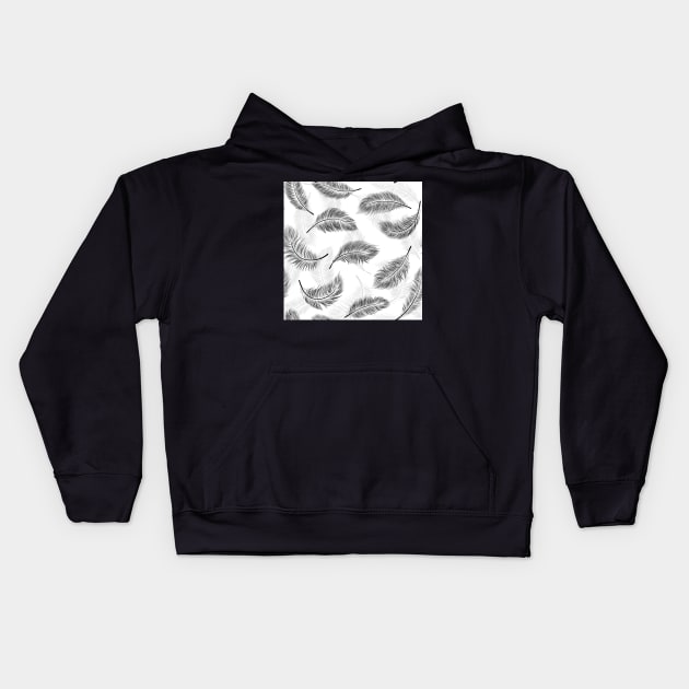 Black feathers Kids Hoodie by katerinamk